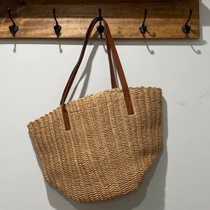 J crew woven straw market tote natural